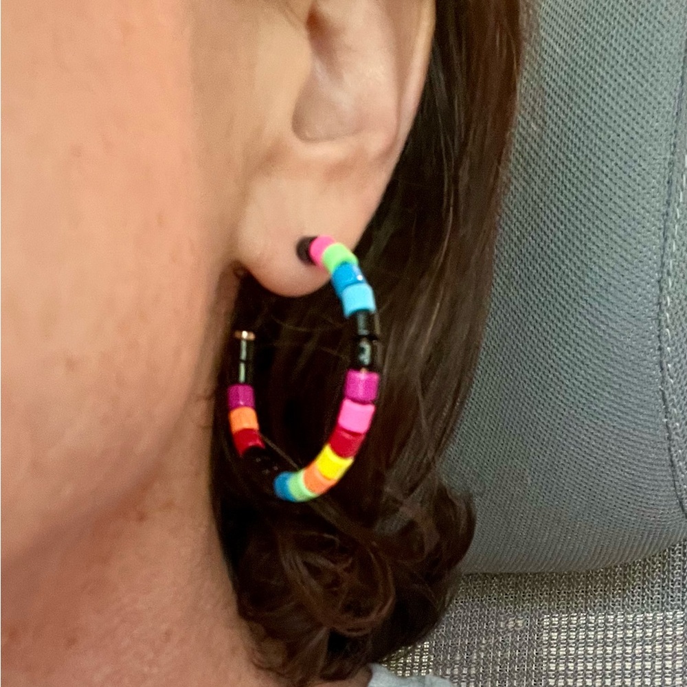 Roxanne Assoulin Midnight Rainbow Hoop Earrings - Picture 4 of 5